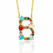 Load image into Gallery viewer, Gold Color Initial Multicolor CZ Necklace Colourful Letter Necklace Name Jewelry For Women Accessories Girlfriend Gift