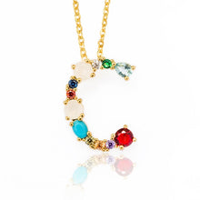 Load image into Gallery viewer, Gold Color Initial Multicolor CZ Necklace Colourful Letter Necklace Name Jewelry For Women Accessories Girlfriend Gift