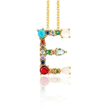 Load image into Gallery viewer, Gold Color Initial Multicolor CZ Necklace Colourful Letter Necklace Name Jewelry For Women Accessories Girlfriend Gift