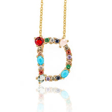 Load image into Gallery viewer, Gold Color Initial Multicolor CZ Necklace Colourful Letter Necklace Name Jewelry For Women Accessories Girlfriend Gift