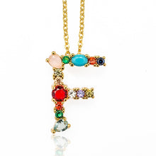 Load image into Gallery viewer, Gold Color Initial Multicolor CZ Necklace Colourful Letter Necklace Name Jewelry For Women Accessories Girlfriend Gift
