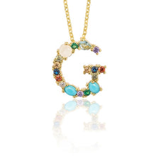 Load image into Gallery viewer, Gold Color Initial Multicolor CZ Necklace Colourful Letter Necklace Name Jewelry For Women Accessories Girlfriend Gift
