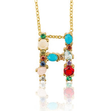 Load image into Gallery viewer, Gold Color Initial Multicolor CZ Necklace Colourful Letter Necklace Name Jewelry For Women Accessories Girlfriend Gift