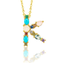 Load image into Gallery viewer, Gold Color Initial Multicolor CZ Necklace Colourful Letter Necklace Name Jewelry For Women Accessories Girlfriend Gift