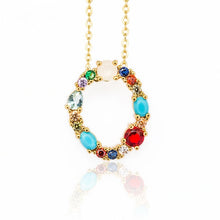 Load image into Gallery viewer, Gold Color Initial Multicolor CZ Necklace Colourful Letter Necklace Name Jewelry For Women Accessories Girlfriend Gift