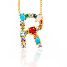 Load image into Gallery viewer, Gold Color Initial Multicolor CZ Necklace Colourful Letter Necklace Name Jewelry For Women Accessories Girlfriend Gift