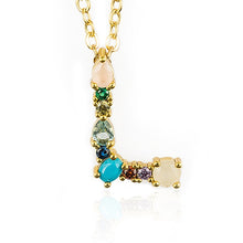Load image into Gallery viewer, Gold Color Initial Multicolor CZ Necklace Colourful Letter Necklace Name Jewelry For Women Accessories Girlfriend Gift