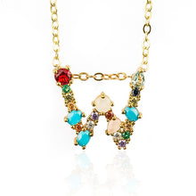 Load image into Gallery viewer, Gold Color Initial Multicolor CZ Necklace Colourful Letter Necklace Name Jewelry For Women Accessories Girlfriend Gift