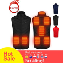Load image into Gallery viewer, 8 Areas Heated Vest Jacket USB Men Winter Electrical Heated Sleevless Jacket Outdoor Fishing Hunting Waistcoat Hiking Vest