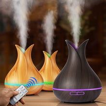 Load image into Gallery viewer, Ultrasonic Air Humidifier Aroma Essential Oil Diffuser with Wood Grain 7 Color Changing LED Lights for Bedroom Living Room

