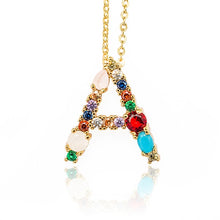 Load image into Gallery viewer, Gold Color Initial Multicolor CZ Necklace Colourful Letter Necklace Name Jewelry For Women Accessories Girlfriend Gift
