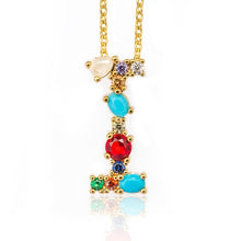 Load image into Gallery viewer, Gold Color Initial Multicolor CZ Necklace Colourful Letter Necklace Name Jewelry For Women Accessories Girlfriend Gift
