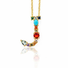 Load image into Gallery viewer, Gold Color Initial Multicolor CZ Necklace Colourful Letter Necklace Name Jewelry For Women Accessories Girlfriend Gift
