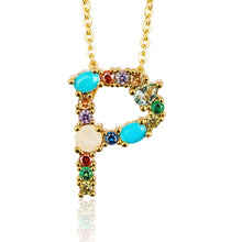 Load image into Gallery viewer, Gold Color Initial Multicolor CZ Necklace Colourful Letter Necklace Name Jewelry For Women Accessories Girlfriend Gift
