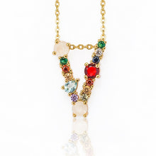 Load image into Gallery viewer, Gold Color Initial Multicolor CZ Necklace Colourful Letter Necklace Name Jewelry For Women Accessories Girlfriend Gift
