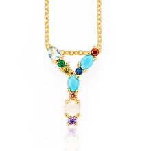 Load image into Gallery viewer, Gold Color Initial Multicolor CZ Necklace Colourful Letter Necklace Name Jewelry For Women Accessories Girlfriend Gift
