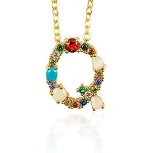 Load image into Gallery viewer, Gold Color Initial Multicolor CZ Necklace Colourful Letter Necklace Name Jewelry For Women Accessories Girlfriend Gift
