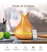 Load image into Gallery viewer, Ultrasonic Air Humidifier Aroma Essential Oil Diffuser with Wood Grain 7 Color Changing LED Lights for Bedroom Living Room
