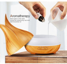 Load image into Gallery viewer, Ultrasonic Air Humidifier Aroma Essential Oil Diffuser with Wood Grain 7 Color Changing LED Lights for Bedroom Living Room
