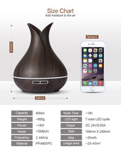 Load image into Gallery viewer, Ultrasonic Air Humidifier Aroma Essential Oil Diffuser with Wood Grain 7 Color Changing LED Lights for Bedroom Living Room
