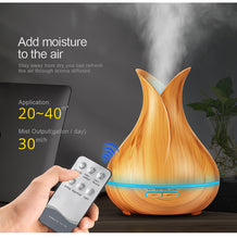 Load image into Gallery viewer, Ultrasonic Air Humidifier Aroma Essential Oil Diffuser with Wood Grain 7 Color Changing LED Lights for Bedroom Living Room
