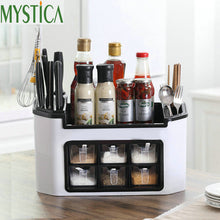 Load image into Gallery viewer, Home Knife/Fork Spice Storage Rack Plastic Kitchen Organizer Shelf Spices Supplies Accessorie Seasoning Jar Storage Box Holder
